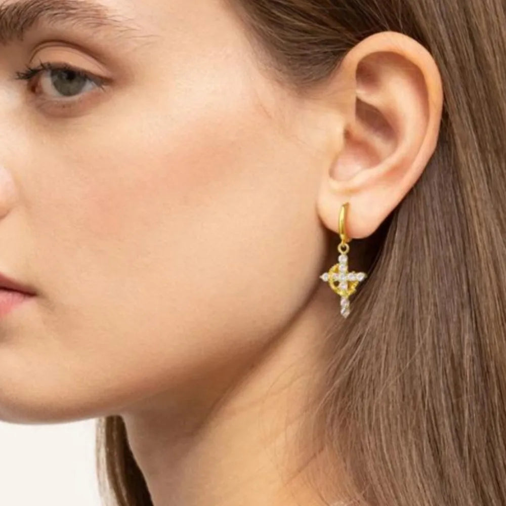 Eloura Crown and Cross Earrings