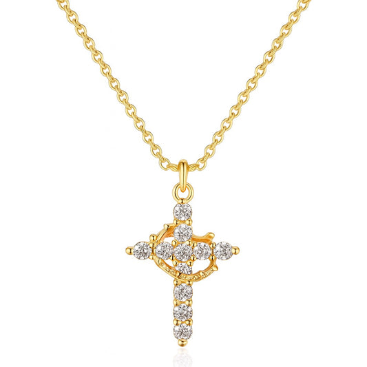 Eloura Crown and Cross Necklace