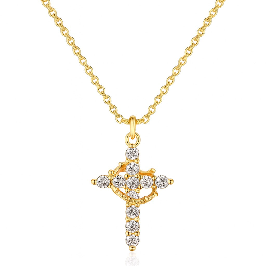 Eloura Crown and Cross Necklace