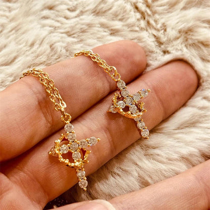 Eloura Crown and Cross Necklace and Ring set